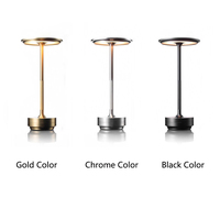 Lampe de table LED rechargeable en alliage d'aluminium, sans fil, à intensité variable par toucher, 28 cm, 3 finitions de couleur, pour la vente en gros et le commerce