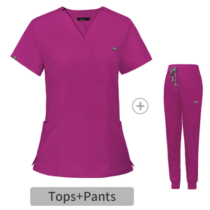 Tenues d'infirmière unisexes à col en V avec logo personnalisé, ensembles de blouses en spandex et polyester, pantalons de jogging pour les médecins, les infirmières, les dentistes, l'hôpital - Product Image 3