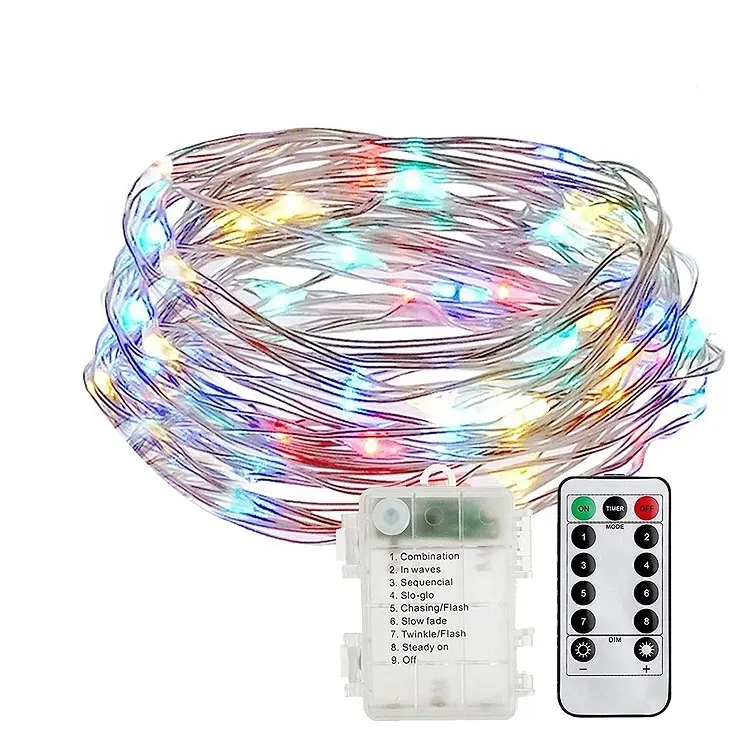 100 LED 10M 33ft Fairy Lights Christmas String Light Battery Operated Remote Control Decor Lights for Christmas Party Wedding