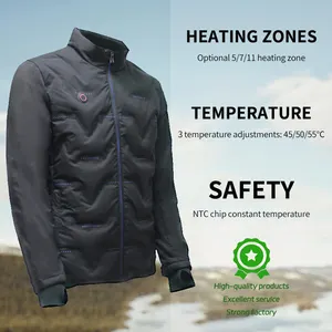 Người Đàn Ông Của Tùy Chỉnh Softshell Nước Nóng Áo Khoác Sợi Carbon Với Điện Nhiệt Xuống 9 Khu Điều Khiển Nhiệt Độ Dây Kéo Đóng Cửa