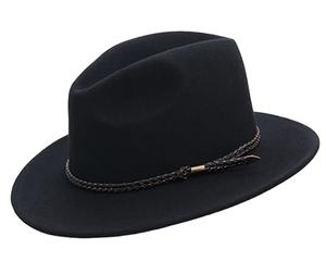 A112003 Chapeaux hauts en feutre jazz à large bord, personnalisables avec logo, style décontracté, unisexe, pour hommes et femmes, 100% laine australienne - Product Image 1