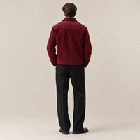 Veste en velours côtelé 100 % coton pour homme, bordeaux, col montant, fermeture éclair bidirectionnelle, décontractée, élégante, pour superposition