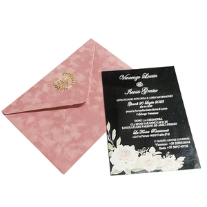 Invitations de <span class=keywords><strong>mariage</strong></span> en acrylique découpées au laser avec miroir en or de luxe en gros avec invitation de miroir personnalisée à couverture rigide en velours - Product Image 2