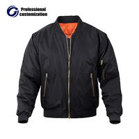 Blousons d'aviateur personnalisés de haute qualité pour hommes de style de rue pour l'hiver à la fac-Fermeture à glissière Tissu en toile noire