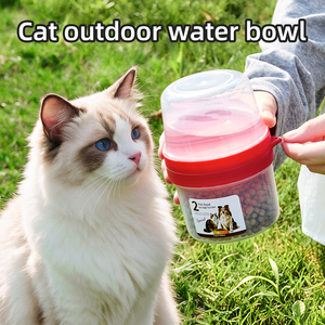 Gobelet d'alimentation portable pour animaux de compagnie, récipient de stockage de nourriture et d'eau à double compartiment, anti-fuite, distributeur de nourriture pour chiot, chaton, pique-nique en plein air - Product Image 6