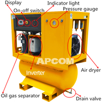 APCOM All in One 220V 4-in-1 Pengering Putar Elektrik Industri Kompresor Udara Sekrup De Ar Aircompressor Compresor Air-compressor