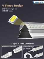 Lot de 12 lampes d'atelier LED super lumineuses 100W 8 pieds, 15000lm 5000K en forme de V, lampes d'atelier LED 8 pieds, connectables 96 pouces (8 pieds)