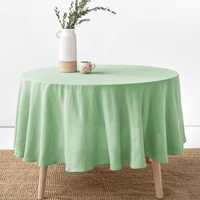 Nappe ronde en lin de couleur unie - Housse de table surdimensionnée personnalisable pour salle de conférence, hôtel et table à manger