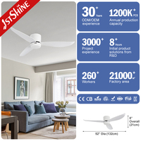 Kipas Angin Plafon Pintar 1stshine 52 Inci, Terpasang Rata, Kontrol Wifi & Aplikasi, Kompatibel Suara, Baling-Baling ABS Cerdas, Dilengkapi Lampu LED