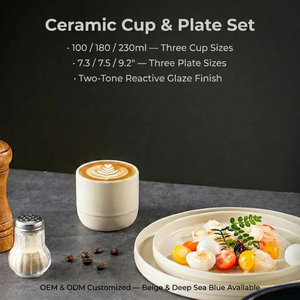 Set di Tazze e Piatti in Ceramica Giapponese di Grado Commerciale Kingze per Caffetterie Specializzate e Brunch - Product Image 2