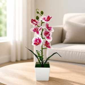 Orchidée Phalaenopsis Artificielle, Pot Carré à 7 Fleurs, Plante Décorative en Pot pour la Maison et le Bureau, Végétation Artificielle - Product Image 3