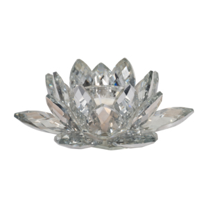 Portacandele in vetro Crystal Lotus, centrotavola decorativo per tavolo. - Product Image 3
