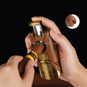 Encendedores de cigarros a prueba de viento con logotipo personalizado 4 Jets y cortadores en V, accesorios para cigarros al por mayor, encendedor de triple llama, soporte para cigarros - Product Image 6