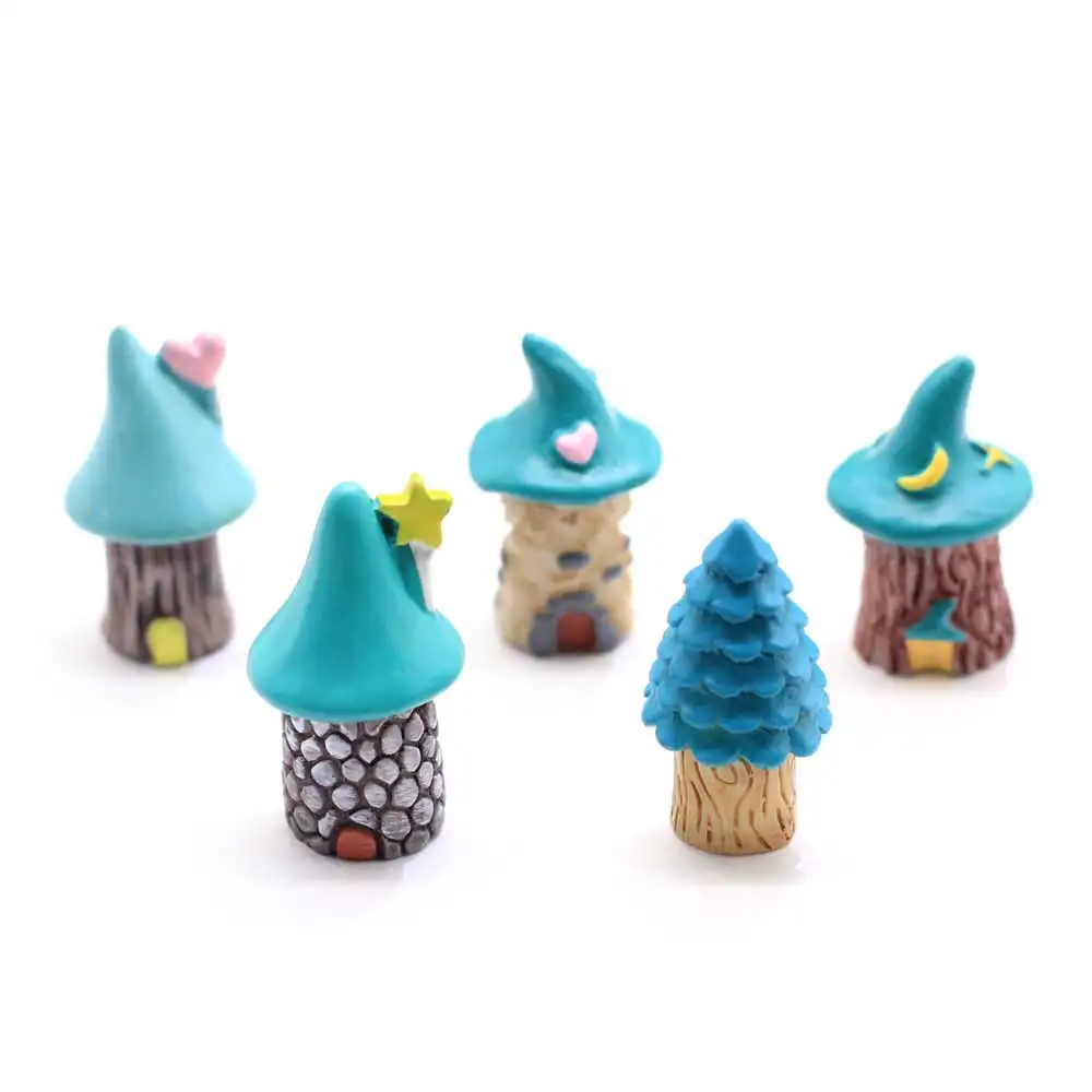 100pc/lot Christmas Tree House Mini Resin Craft Miniature Fairy Garden Decoration Accessories Figurine Toys DIY Home Decor