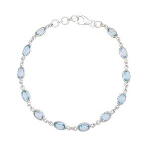 Bracelet tendance en argent sterling avec chaîne à maillons et breloque opale ronde, plaqué argent, cadeau de mariage pour femme - Product Image 1