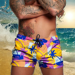 Short de bain homme taille basse, style boxer, avec poche arrière tendance, effet délavé, séchage rapide, respirant, pour la plage - Product Image 2