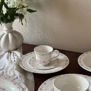Elegant Pastoral Style Relief Lace Design Custom Pattern 10\" & 12\" Wedding Dinner Salad <b>Plates</b> with Pink Floral Plant Pattern - Product Image 5