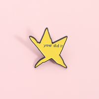 Pin Enamel Bintang Meme 'You Did It' Kreatif Bentuk Meteor Pentagram Tak Beraturan, Bros Penanda Kerah, Perhiasan Hadiah untuk Teman