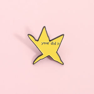 دبابيس مينا إبداعية بتصميم نجمة ميم 'لقد فعلت ذلك'، شارات غير منتظمة الشكل على شكل نيزك ونجمة خماسية، هدايا مجوهرات للأصدقاء - Product Image 4