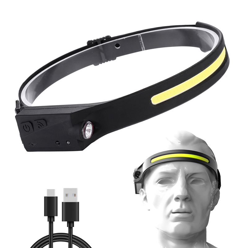Headlamp Sensor Headlight with Built-in Battery Flashlight USB Rechargeable Head Lamp Torch 5 Lighting Modes Work camping Light