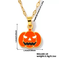 N01180 Collier pendentif citrouille fantôme d'Halloween en résine, en acier inoxydable électroplaqué, style Ins sombre, pour hommes et femmes, vente en gros
