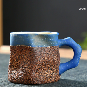 Tasse <span class=keywords><strong>à</strong></span> <span class=keywords><strong>café</strong></span> en céramique irrégulière de style japonais rétro, tasse créative en poterie froissée pour le bureau, le thé, le latte et le thé de l'après-midi - Product Image 6