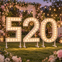 Lettres et chiffres lumineux LED personnalisés de 4 et 5 pieds avec ampoules – Lettres et chiffres métalliques illuminés pour mariages et fêtes
