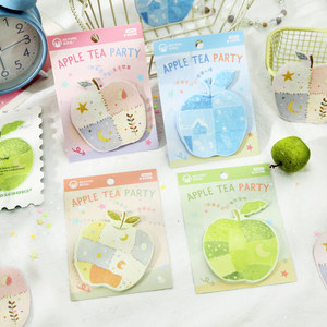 Papelería Estética Kawaii, Bloc de Notas Adhesivas Creativas con Forma Especial, Adhesivo N Times, Diseño de Dibujos Animados, Tema de Té y Manzanas - Product Image 2