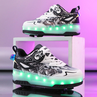 Chaussures de sport légères à 4 roulettes avec empeigne en Lycra et semelle extérieure en TPR pour enfants, utilisation intérieure et extérieure