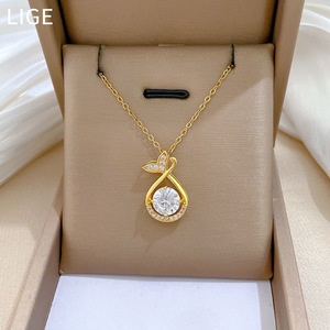 HY <span class=keywords><strong>Mylove</strong></span> Bijoux Unisexe en Acier Inoxydable, Pendentif Médaillon Tendance avec Chaîne à Maillons, Pierre Zircon, Style Hip Hop, Anniversaire, Plaqué Rhodium - Product Image 3