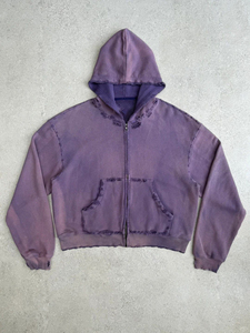 <span class=keywords><strong>Felpa</strong></span> con Cappuccio da Uomo <span class=keywords><strong>Viola</strong></span> Retrò con Zip e Bordi Grezzi, Stile <span class=keywords><strong>Oversize</strong></span> Streetwear - Product Image 1
