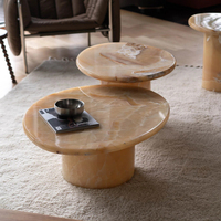 Table basse moderne et simple en onyx caramel naturel Cammy Stone, plateau de salle à manger, salon, chambre, hôtel