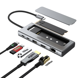 Boîtier <span class=keywords><strong>externe</strong></span> pour SSD 6 ports en gros <span class=keywords><strong>RJ45</strong></span> Gigabit 4K60Hz PD100W 10 Gbit/s (A+C) NVMe M.2 USB 3.1 Gen2 pour ordinateur portable - Product Image 1