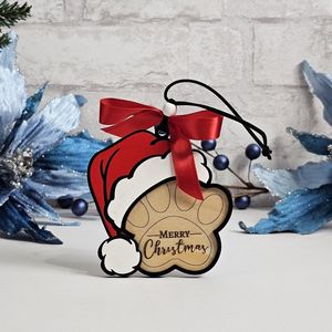 Gato garra impresión Navidad <span class=keywords><strong>sombrero</strong></span> colgante árbol <span class=keywords><strong>de</strong></span> Navidad decoración colgante pequeño cartón artesanías <span class=keywords><strong>de</strong></span> madera - Product Image 5