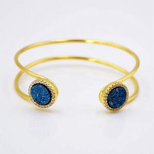 Bracelets ronds en cristal plaqué or 18k, accessoires de mode coréenne, bijoux en cristal naturel pour femmes, ajustables, bon marché - Product Image 4