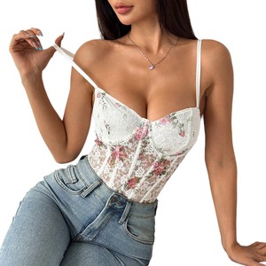 Corsetto in <span class=keywords><strong>pizzo</strong></span> floreale ricamato da donna con ferretto estivo corsetto in <span class=keywords><strong>canotta</strong></span> Y2K Night Out Club Party corsetto - Product Image 5