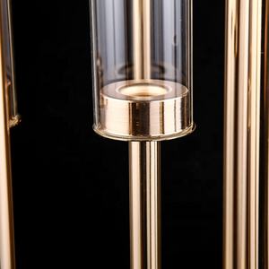 2019 gold metal braços candelabros 10 evento do casamento centerpieces decor tubos de vidro de altura - Product Image 2