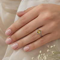Bague de fiançailles et de mariage classique en argent sterling 925 plaqué rhodium avec zircon jaune, bijou vintage en forme de goutte d'eau pour femme