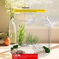 Petit aquarium en plastique résistant aux chutes, haute perméabilité, fabrication intégrée, transparent, rond, pour salon, bureau, aquarium écologique