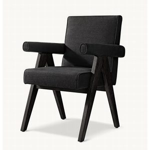 Fauteuil de salle à manger JAKOB de style RH traditionnel en bois massif avec revêtement en velours pour hôtel et usage domestique - Product Image 2