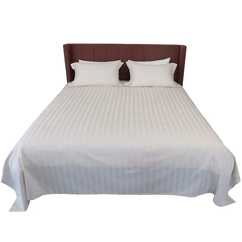 Lenzuolo di biancheria da letto dell'hotel di lusso bianco/avorio cotone regina/poliestere 50/50 a righe Set di lenzuola