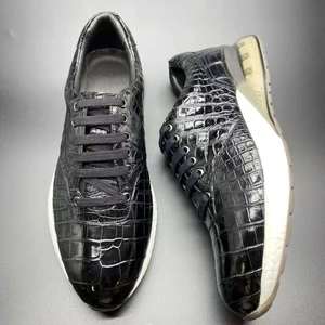Baskets en <span class=keywords><strong>cuir</strong></span> d'alligator véritable pour Homme, Chaussures de marche de haute qualité, nouvelles Chaussures de sport Design pour Homme - Product Image 4