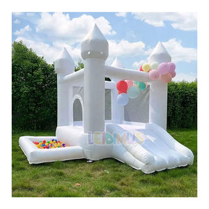 <span class=keywords><strong>Château</strong></span> de douche de bébé fermé 10x10 7.5x4x3m de haut maison de rebond blanche avec 2 diapositives - Product Image 1