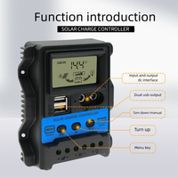 Contrôleur solaire en stock d'usine Source, système d'alimentation par batterie au plomb/lithium, contrôleur de maison intelligente USB DC 12/24V 10A/20A/30A