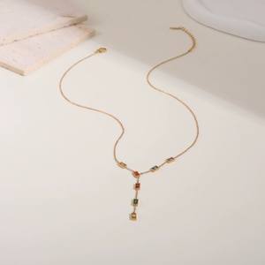 Оптовая продажа: Длинное многослойное Y-образное колье из нержавеющей стали с разноцветными цирконами для женщин, в стиле INS, роскошное, эффектное - Product Image 6