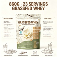 Poudre de Smoothie Protéiné avec 25g de Whey de Bovin Élevé en Pâturage et 10g de Collagène, Champignons Fonctionnels, Saveur Crème Vanille ODM/OEM