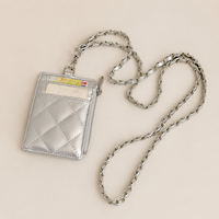 Porte-cartes de crédit suspendu en cuir d'agneau véritable, fin, multicolore, avec logo personnalisé, populaire pour femmes
