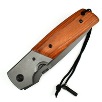 Couteau de poche tactique pliable en acier 440c OEM en gros avec manche en bois, portable EDC pour le camping et la chasse