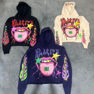 Sweat à capuche zippé Y2K streetwear personnalisé pour homme, épais, effet vieilli, délavé à l'acide, avec strass et motif graphique vintage en acrylique, idéal pour l'hiver - Product Image 2