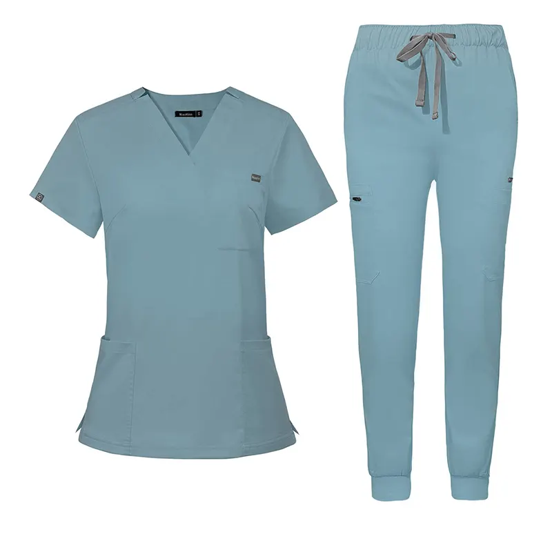 2024 Anti-Wrinkle Soft Premium Fabric Polyester Rayon Spandex Washable Nursing Scrub Set for Womens Nursing Scrub Uniforms